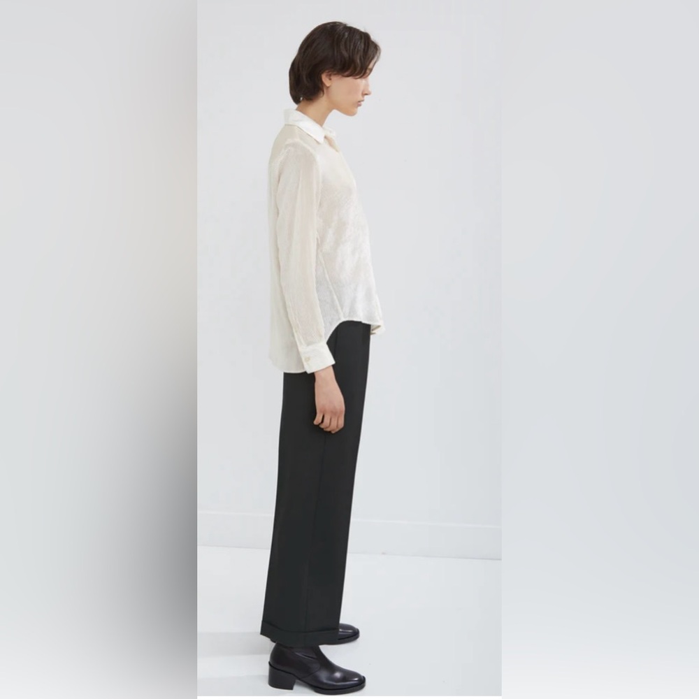 OFFICINE GENERALE $515 Designer Velvet Silk Corduroy Shirt Blouse Top Button Up - Picture 4 of 15